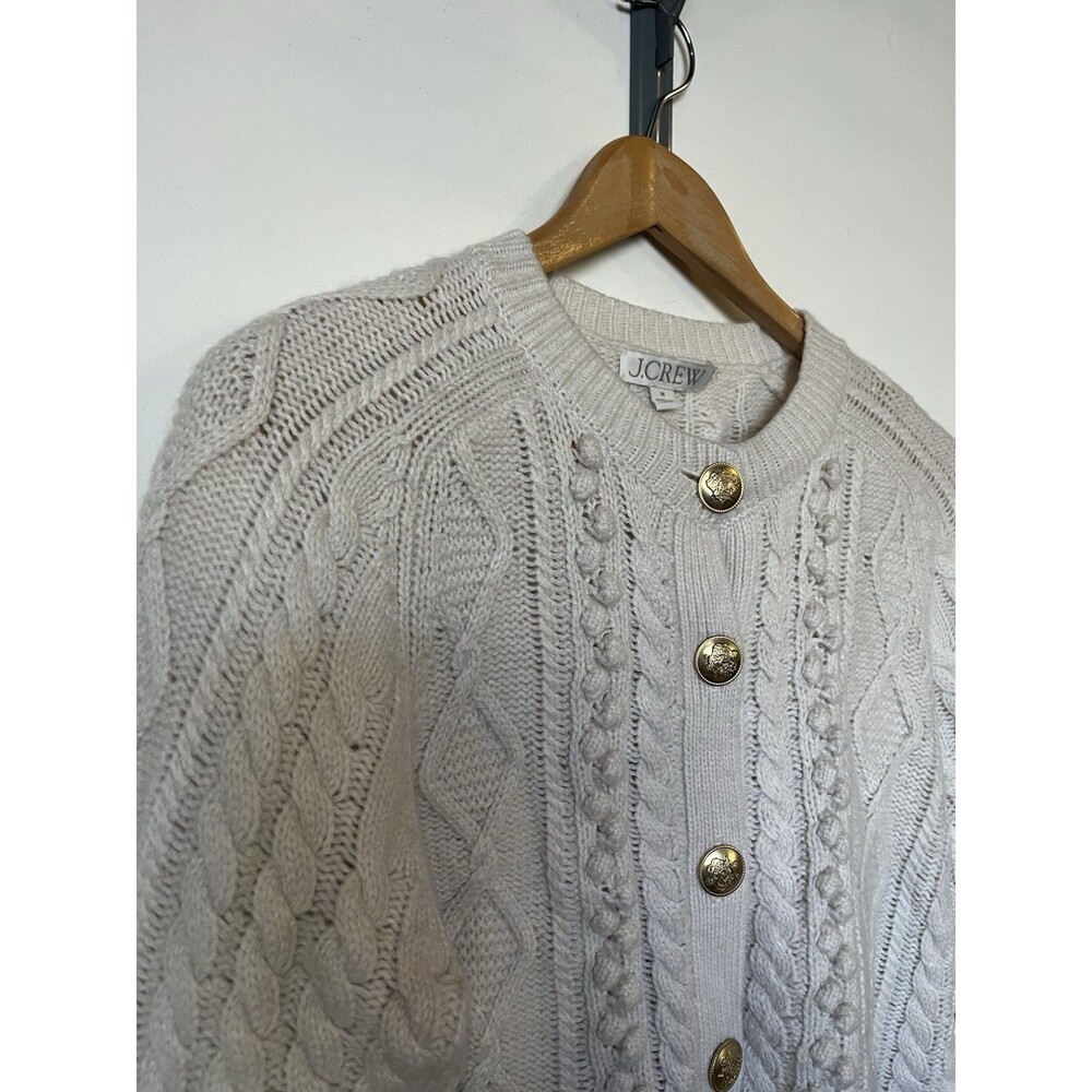 J. Crew Cream Cable-Knit Button Cardigan - Picture 4 of 11
